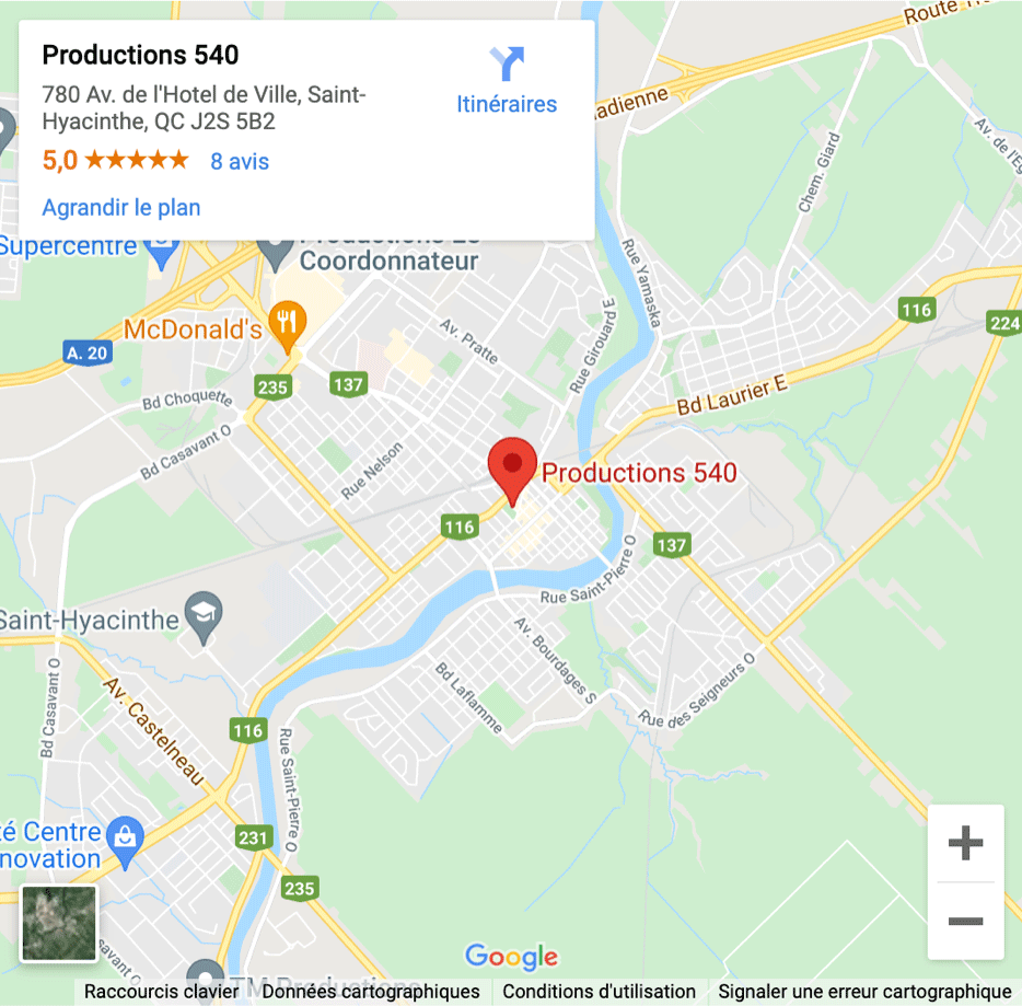Productions 540 - Google map